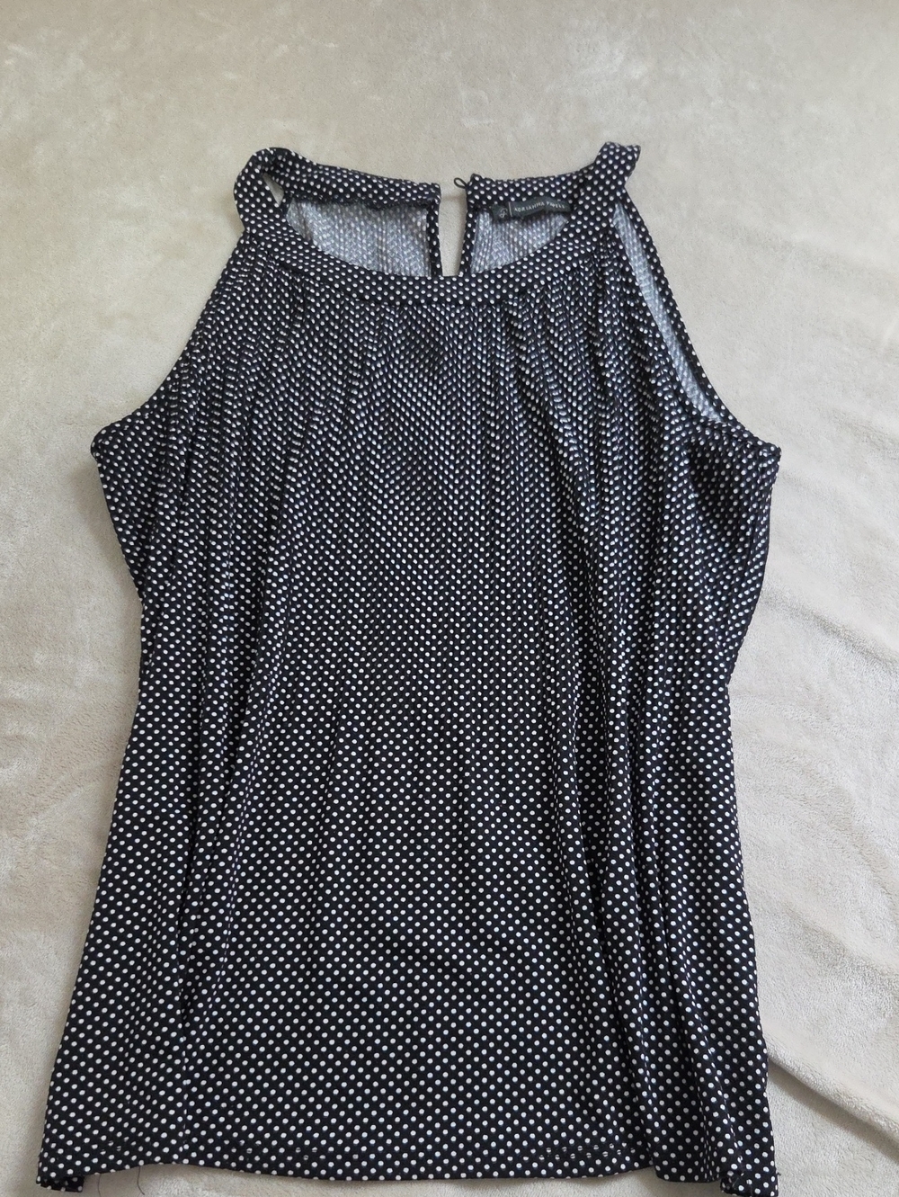 Adrianna Papell Black with White Polka Dot Halter Tank